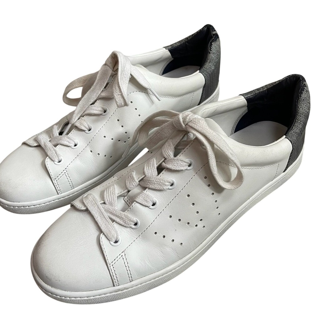 Vince Womens White‎ Leather Low Top Sneakers Denim Heel Accent US 9M EUR 39